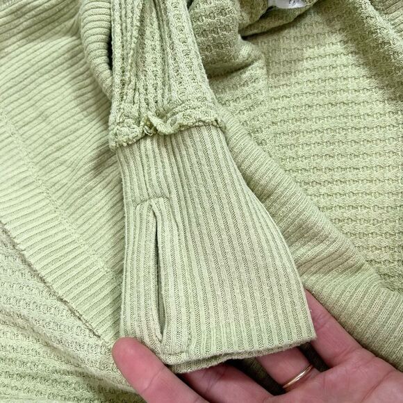 Free People Shirt Womens Small Waffle Knit long Sleeve Green Oversized Tunic - Picture 7 of 10